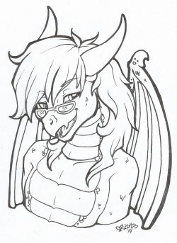 its-just-a-mod&rsquo;s dragon OC. Anthro line art commission.