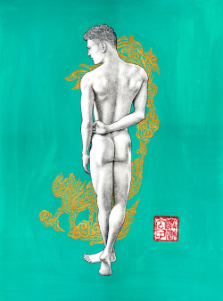 muskming: Jade Kirin /  金玉麒麟 China ink and water colour on bamboo paper 36x48cm 2015 © Musk Ming  