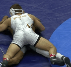 twotonebro:The moment your bare dick head lines right up with his ass crack and pops in. Wrestling singlets are so thin both of you feel EVERYTHING! You bone up almost right away, but know you can’t get off until the ref calls time. As it gets bigger