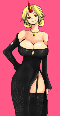 Yuugi’s trying something different.“Never thought I’d see an Oni in formal wear. It looks good on you~”