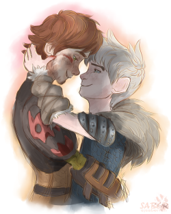 sabertooth-raccoon:  » What if Jack was helping Hiccup put on race paint in httyd 2 and they kiss a little and Hiccup goes to the race and gets off Toothless when he wins and Astrid’s like “What’s that?” And it ends up Hiccup has a paint hand