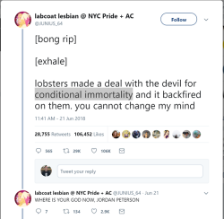 skrambled:  catchymemes:   Conditional Immortality of Lobsters    “entropy always comes for its due, and that’s what even lobsters must accept” is a bizarre sentence even for this website 