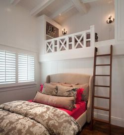 sweetestesthome:  I really like room ideas that have a second floor/bunk option. Seems like a great place to just tuck away and read a book in a comfy chair or bean-bag. Or a nice little round table to do homework. To me, this is ideal for kids rooms