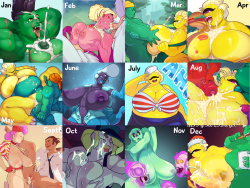 dieselbrain:I did one of those art summary memes, and took my favorite (non-commission) art from every month of 2016. It’s been a rough, stressful year, but I feel like I hit a good stride with my work. Hopefully I’ll continue to improve into 2017