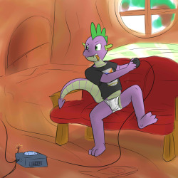 Spike playin&rsquo; video games in his undies. Stream Request