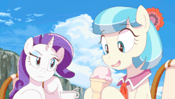 darklyspectre:  dbpony:  youobviouslyloveoctavia:  keinzantezuken: Coco Pommel Licking Ice Cream —by DeannARTWell, this is a thing   Wow, this is incredible! For some reason I thought this was a screencap from a FiM anime!  Wow this is really cute and