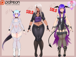 Update: #2 and #3 SOLD !My first batch of adoptables! &lt;3The starting bid price is 15$. Autobuy price is 60$. You can bid or autobuy hereIf you win them you’ll get the high-res nude version of the character you pick. If you autobuy them you’ll get