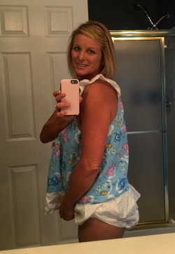 thebambinogirl:  Just enjoying my adult baby side, I am sometimes embarrassed and humiliated having to always wear diapers but most of the time I do like wearing my diapers and being cared for. Daddy should be home anytime now and I made a big surprise