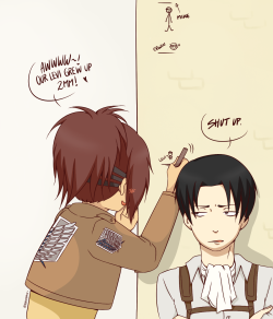 sookashira: I’m not good at coloring but I wanted to try some Levi and Hanji ^^