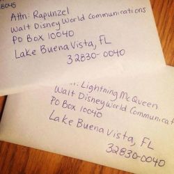 ood-in-the-nude:     Did you know that you can write a letter to a Disney character and get a postcard in return? Disney World will send you an autographed postcard when you write a letter to the following address: Walt Disney World Communications P.O.