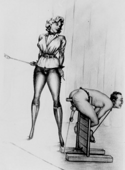 pittprickel:#GermanJim #1950s #femdom #bdsm #vintagefetish #eroticdrawing #Illustration #vintagefemdom #spanking #submissivemale #humiliation #sadomasochism