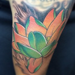 #Tattoo #tatuaje #ink #flor #flower #flordeloto #lotus #loto #lototattoo #color #colors #sombras #verde #green #naranja #amrillo #intenze #olas #oriental #japones #japanese #americano #water #agua #black #venezuela #lara #barquisimeto #gabodiaz04