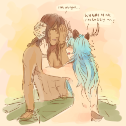 masasei:  dmmd_69min was kemonomimi today so it was an excuse to draw forest AU ^q^ careful with your antlers, aoba—