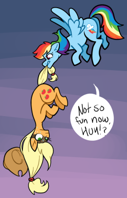 probablydnon: i never really noticed how often aj pulls on rd’s tail. rude horse. oO;;;