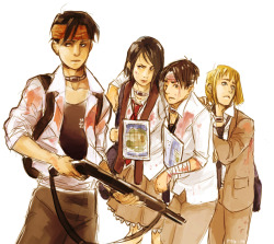 pax-etlux:  thinking about doing a whole au of the snk cast in battle royale has this been done before *edited 