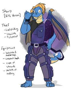 Sharp - RPG Version Sharp is an intermediate thief, with skills in stealth magic.  He&rsquo;s mostly a utility class with more out of combat skills, like lock-picking.  He has a ring of skeleton keys and lock picks, which he can use to open simple locks