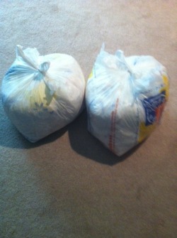 Couple hundred plastic bags to be RECYCLED fit in these 2 tiny bags