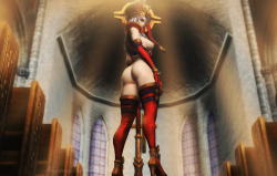 imaginarydigitales:  ~ Sally Whitemane - preview ~  Technically more of a pinup than a preview.  I will be dropping my Alex mini project in favor of her, I have plans for our zealot crusader   Enjoy dat ass for now. 4K source image