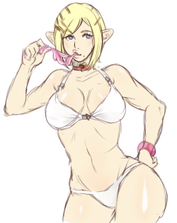 steffydoodles:  My newest elezen alt, Bubble Gum, designed for some sexy artwork in the near future for someone. ;)  She’s a sassy beach babe.  