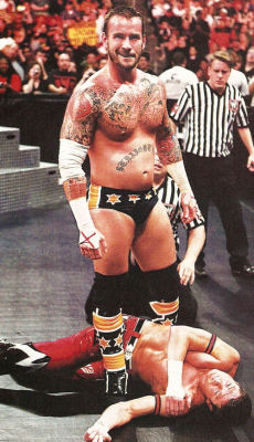 CM Punk standing over a broken lil Evan Bourne. I&rsquo;m guessing Punk was to much to handle.
