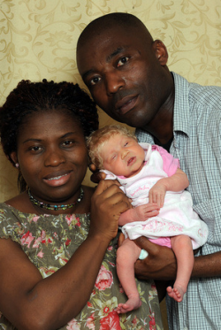 sixpenceee:  In London 2010, a Nigerian couple gave birth to a blue eyed, blonde, white, non-albino baby. DNA tests confirms the mother and father are the biological parents. The parents have no known white ancestors. The doctors best guess is either