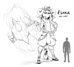 eigaka: Concept art for a new character, Eshka the half giant warlord. It’s kind of an excuse to draw battlefield bloodshed kind of scenes. 