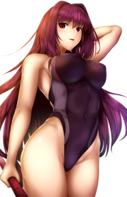 sweet-omankoppai:  I find one-piece swimsuits to be more appealing and sexier than two-piece bikinis. Characters:1.) Scathach (from Fate/Grand Order)2.) Artoria Pendragon - Lancer (from Fate/Grand Order)3.) Nero Claudius (from Fate/Extra)4.) Minamoto