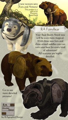  Would you want to make the Bear &ldquo;Beorn Areid&rdquo; even more magical? With &ldquo;RA Fairy Bear&rdquo; you can! With three new furs and three saddles armed you can turn your bear for every kind of adventure! All textures are highly detailed. RA