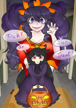 rak-art: Hex and Ashley out trick or treating as each other