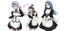 grimphantom2:  andzl-blog:  Maids &lt;3  Aren’t they so cute? just had to draw it.  Croix looks so good in a maid costume  Need more characters in a maid outfit! 
