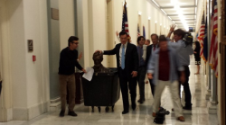 laughterkey:  peace-love-colbert:  factoseintolerance:  Stephen Colbert “steals” a Lincoln bust and makes a dumpster getaway in the halls of Congress, pushed by “just quitted” congressman Jack Kingston.  October 3, 2014  They also went fishing
