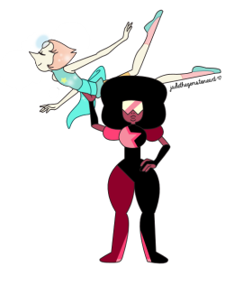 jadethegemstoneart:  I dont really like this that much and I have no idea why I drew this, but I did, so enjoy. Some Pearl &amp; Garnet for all of your Pearlnet needs. 