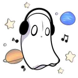 ambercatlucky2:  DJ Space Ghost Napstablook  U vU silly self-depreciating ghost!Probably one of my favourite characters tbh, I couldn’t resist drawing them! Haha perfect in time for halloween and all the spoopy atmosphere!If you haven’t already, I