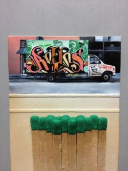 koikoikoi:  Joseph Martinez (Denver, CO 1983) chose matches boxes as his favorite media for oil paintings. The richness of details in these tiny pieces are unbelievable. This series in particular is dedicated to the city of San Francisco and its street