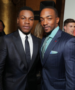 celebsofcolor:John Boyega and Anthony Mackie attend the world premiere of her movie, ‘Detroit’ at the Fox Theatre in Detroit on Tuesday, July 25, 2017.