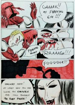 Kate Five vs Symbiote comic Page 121  Ouch! Big Red is not going to happy after that! That tooth had some symbiote attached!