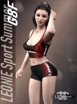  Leonie Sport Summer Outfit  https://www.renderotica.com/store/sku/59338_Leonie-Sport-Summer-OutfitLEONIE  Sport Summer is an outfit for G8F Female. This outfit has two parts a  top, and a panty. Perfect and fit sportswear, which has 12 material  preset