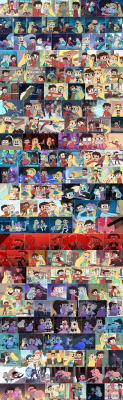 svtfoeheadcanons:  seddm:  My magnum opus, the  bequeathal of a madman, the Huge Wall of Starco.Every time the dorks touch in season 1. I know, more than half the times they are not cute moments, just “come here” or “move!”, but I had to make