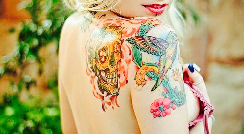 Cute girly skull tattoos designs