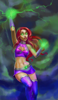 alicaras:  More practice. After the Raven piece, I decided I had to make Starfire too, it wouldn’t have been fair otherwise. Not my proudest work, something’s off and I can’t figure out what, maybe I will later. Or maybe any of you guys might help?