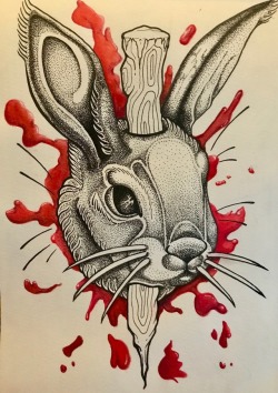 kiimon-art:  Dotwork bunny~