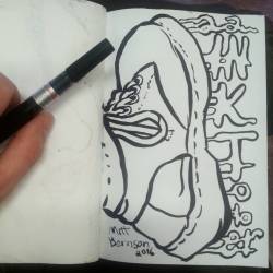 Boot for Inktober.  #inktober #ink #meow #drawing #art #docs #boot #foot #artistsoninstagram #artistsontumblr #pentelbrushpen #pentel  (at Orange Line)