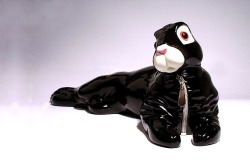 doggables:  sculptures by Michela Nibaldi; photos from here there’s also a series of sphynx cats in similar gear by Niba!  