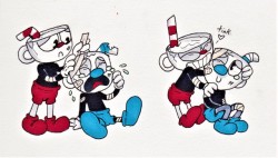 spunkytruffles:I see a lot of Mugman helping Cuphead but not enough of Cuphead patching up Mugman. They good brothers. &lt;3 dawww &lt;3