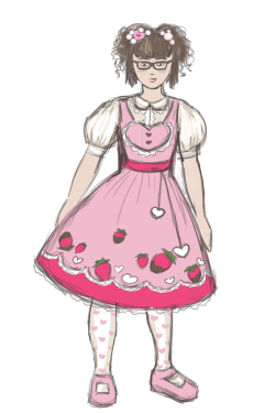 Thelittlestarling asked me to draw myself in sweet lolita style so I did this colored sketch.