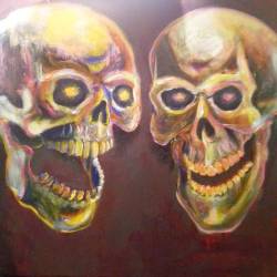 Skulls in progress.  When i add the glow-in-the-dark paint this is gonna be amaze-balls.  #skullsforlife #skulls #studio #painterslife #acrylic #golden #artofinstagram #artistsoninstagram #artistsontumblr