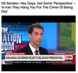 themercuryjones:  Notice how envious Republicans seem when they note that you can be executed for being gay in other countries?Note to Senator: You can be hanged for being Christian in some nations too.