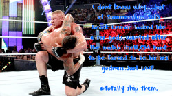 wrestlingssexconfessions:  I dont know why…..but at Summerslam 2013 Brock Lesnar looked like a sex god.I wanted after the match itself,CM Punk to be forced to be his sex godness.Just UNF. #totally ship them.  I would love to be dominated by both at