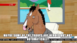 blackladyjeanvaljean:  exxxmilitary:  In light of the American Sniper controversy and the argument between all troops being automatic heroes, I feel that BoJack Horseman said it best.  happy memorial day