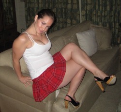 Horny slag from Liverpool in a tartan skirt and heels loves mature men and giving tit wankshttp://app.hornyslags.co.uk/
